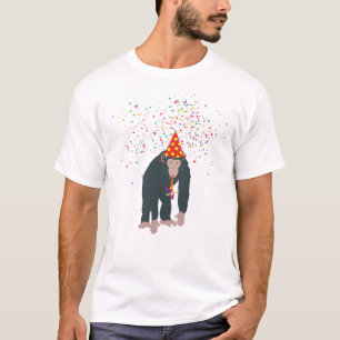 Affe Schimpansen Partying Tiere mit Party T-Shirt