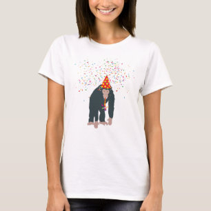 Affe Schimpansen Partying Tiere mit Party T-Shirt