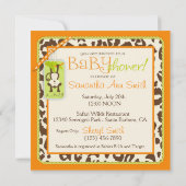 Affe & Schnuller Safari Tierdrucksäulendusche Einladung (Rückseite)