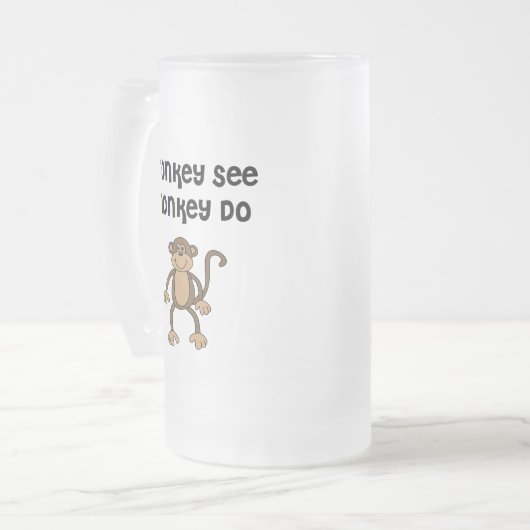 Affe sehen, Affe tun Mattglas Bierglas (Vorderseite Links)