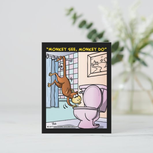 "Affe sehen, Affe tun" Postkarte (Stehend Vorderseite)