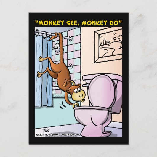 "Affe sehen, Affe tun" Postkarte (Vorderseite)