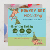 Affe sehen Affe zwei geschlechtsneutrale Geburtsta Einladung (Vorne/Hinten)