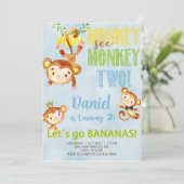Affe sehen Affe zwei Jungen Geburtstag einladen. Einladung (Stehend Vorderseite)