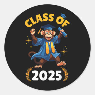 Affe Senior CL of 2025 Abschluss Day School Col Runder Aufkleber