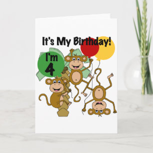 Affe Shine 4. Geburtstagsgeschenke und Geschenke Karte