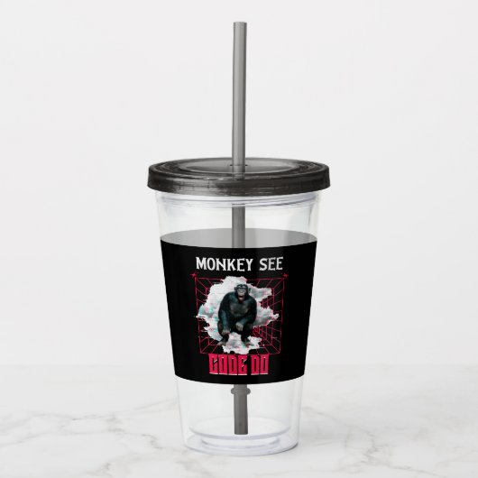 Affe Siehe Code Do Funny Web Developer Acryltrinkbecher (Vorderseite)