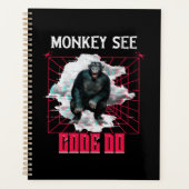 Affe Siehe Code Do Funny Web Developer Planer (Vorderseite)