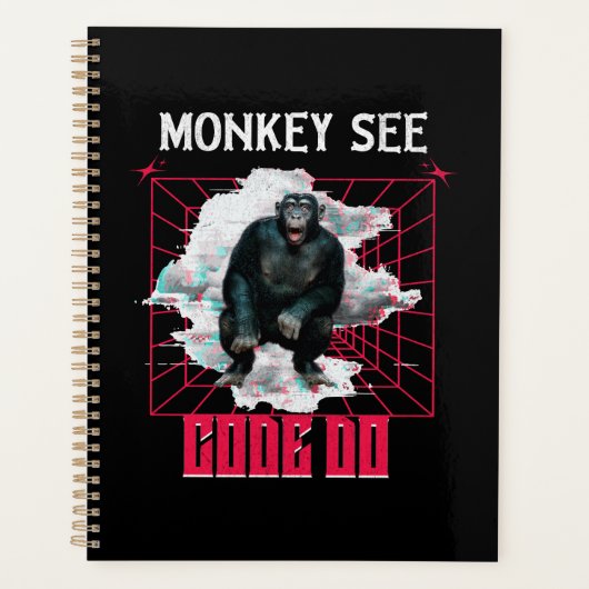 Affe Siehe Code Do Funny Web Developer Planer (Vorderseite)