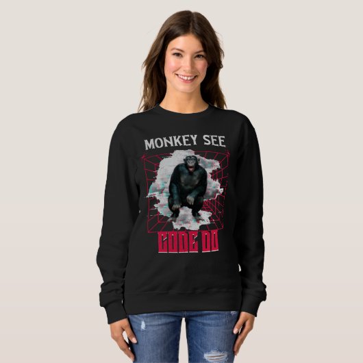 Affe Siehe Code Do Funny Web Developer Sweatshirt (Vorne ganz)