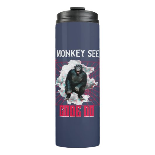 Affe Siehe Code Do Funny Web Developer Thermosbecher (Vorderseite)