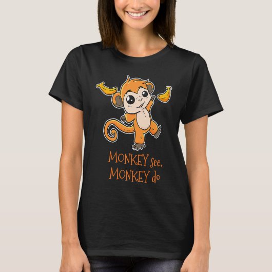 Affe Siehe Monkey Do Zoo Animal Primat Zookeeper T-Shirt (Vorderseite)