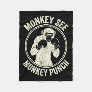 Affe sieht Affen schlägt Vintage-Boxen Gorilla Fleecedecke