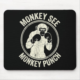 Affe sieht Affen schlägt Vintage-Boxen Gorilla Mousepad