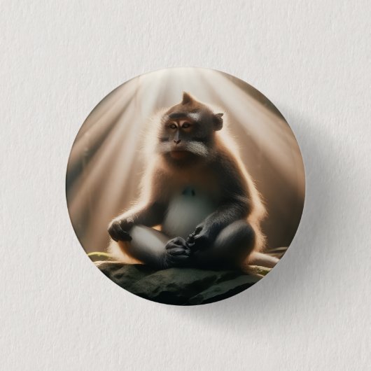 Affe sieht Knopf Button (Vorderseite)