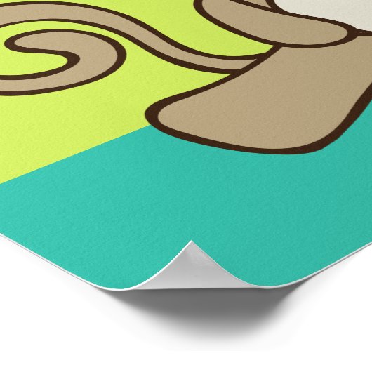 Affe sitzt Niedlich & Kawaii Poster (Ecke)