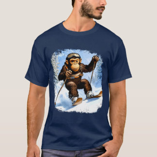 Affe Ski/Skifahrer Affe T - Shirt
