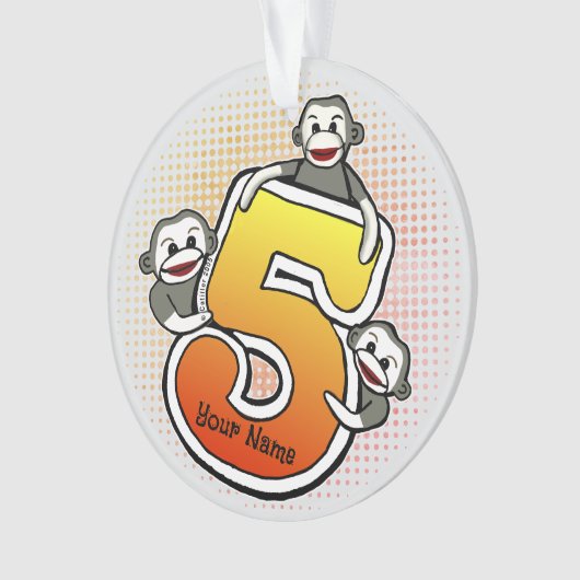 Affe Socken Nummer 5 Ornament (Vorderseite)