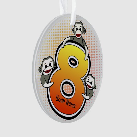 Affe Socken Nummer 8 Ornament (Vorderseite)