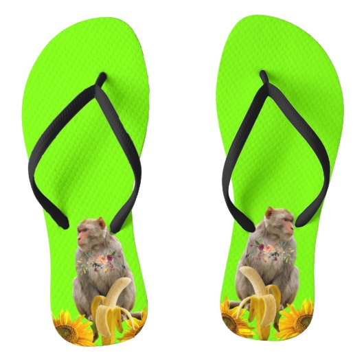 Affe Sonnenblumenflora Flip Flops Badesandalen (Fußbett)