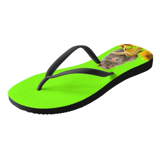 Affe Sonnenblumenflora Flip Flops Badesandalen (Schrägansicht)