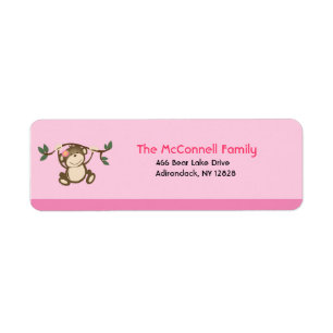 Affe-Spiel-Rosa BEDRUCKBARE ADRESSEN-ETIKETTEN