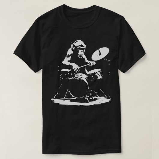 Affe spielt am Schlagzeug T-Shirt (Design vorne)