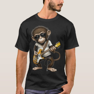 Affe spielt elektrische Gitarre  Tier Affe  Gui T-Shirt