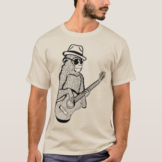 Affe spielt Gitarre T-Shirt (Vorderseite)