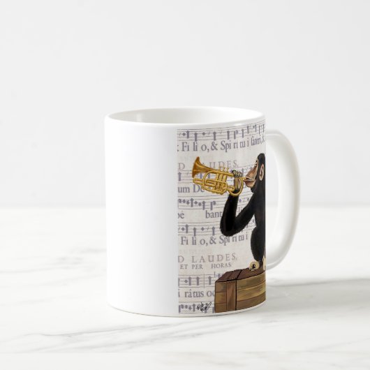 Affe spielt Trumpet Kaffeetasse (VorderseiteRechts)