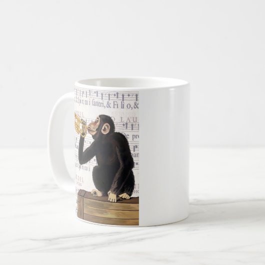 Affe spielt Trumpet Kaffeetasse (Vorderseite Links)