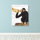 Affe spielt Trumpet Leinwanddruck (Insitu (Holzboden))