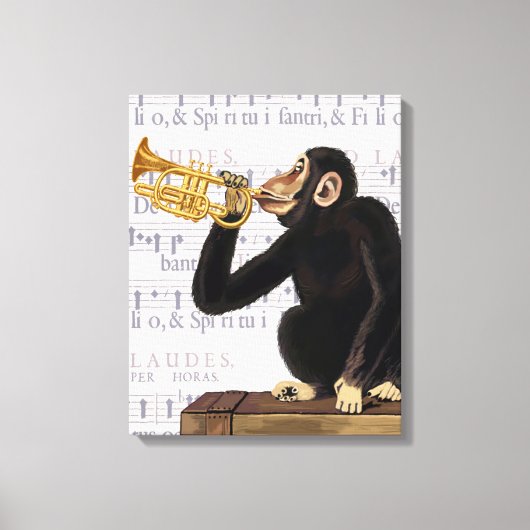 Affe spielt Trumpet Leinwanddruck (Vorderseite)
