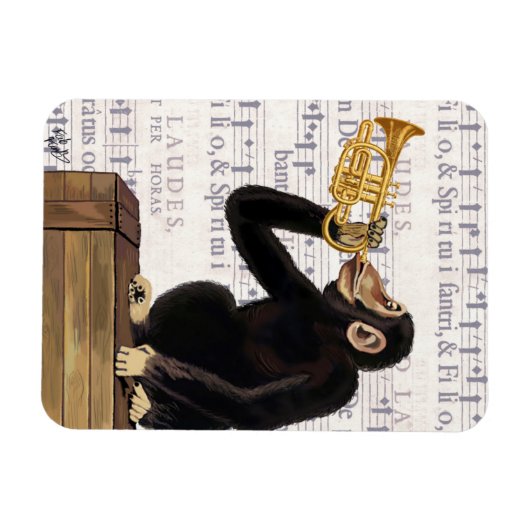 Affe spielt Trumpet Magnet (Horizontal)