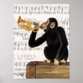 Affe spielt Trumpet Poster (Vorne)