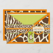 Affe-u. Schnuller-Safari-Tierdruck-Baby-Dusche Einladung (Vorne/Hinten)