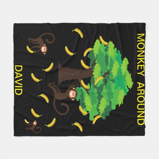 "Affe um" Fleecedecke (Vorderseite (Horizontal))