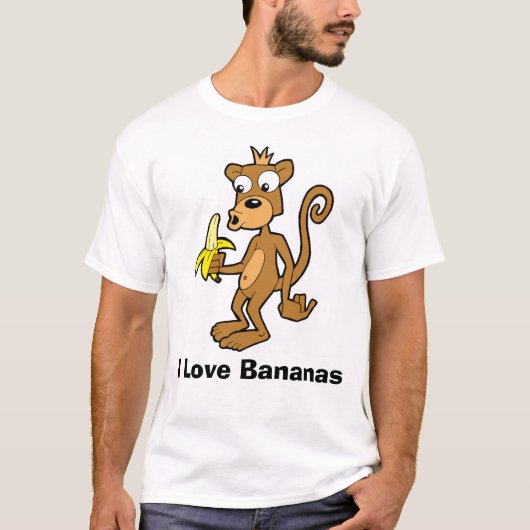 Affe und Banane, i-Liebe-Bananen T-Shirt (Vorderseite)