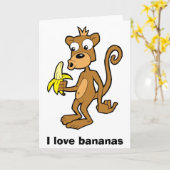 Affe und Banane, i-Liebebananen. Grußkarte Karte (Gelbe Blume)