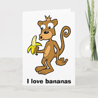 Affe und Banane, i-Liebebananen. Grußkarte Karte