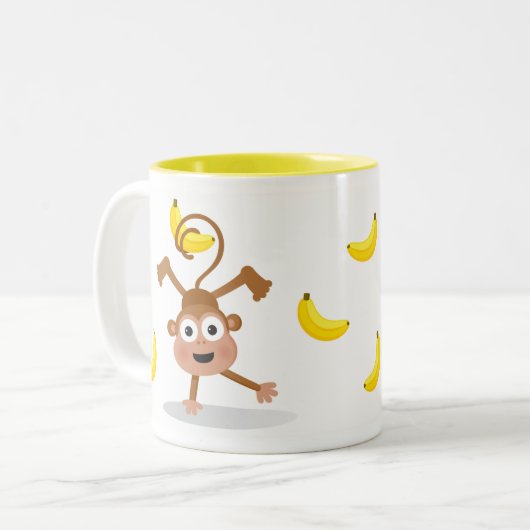Affe und Bananen Zweifarbige Tasse (Vorderseite Links)