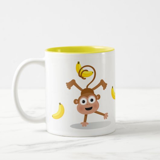 Affe und Bananen Zweifarbige Tasse (Links)