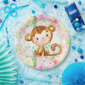 Affe und Blume Mädchen Dusche Papier Teller. Pappteller (Party)