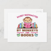 Affe und Bücher Funny Sprichwort mit Buch Postkarte (Vorne/Hinten)