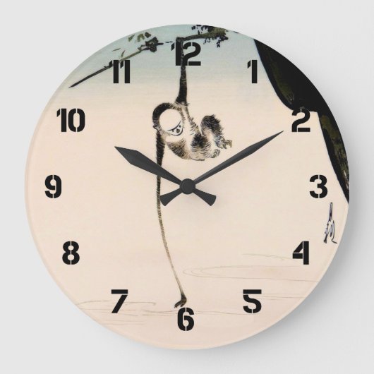 Affe und die Mond-Reflexion Große Wanduhr (Vorderseite)