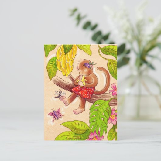 Affe und Dragonfly Postkarte (Stehend Vorderseite)