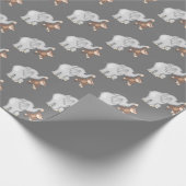 Affe und Elefant auf Grau Geschenkpapier (Ecke)