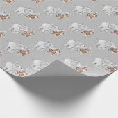 Affe und Elefant auf Grau Geschenkpapier (Ecke)