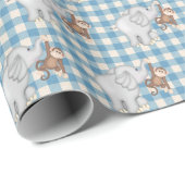 Affe und Elefant über Gingham Geschenkpapier (Rolleneckpunkt)