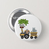Affe-und Flusspferd-Zug-T-Shirts und Geschenke Button (Vorne & Hinten)